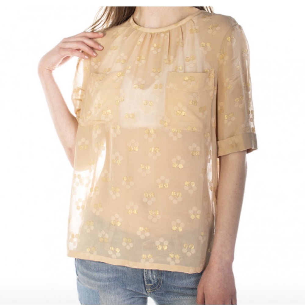 Marc‎ Jacobs Sheer Pink with Gold Top Silk Size 6